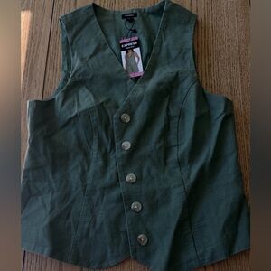 Express Olive Button-Up Vest